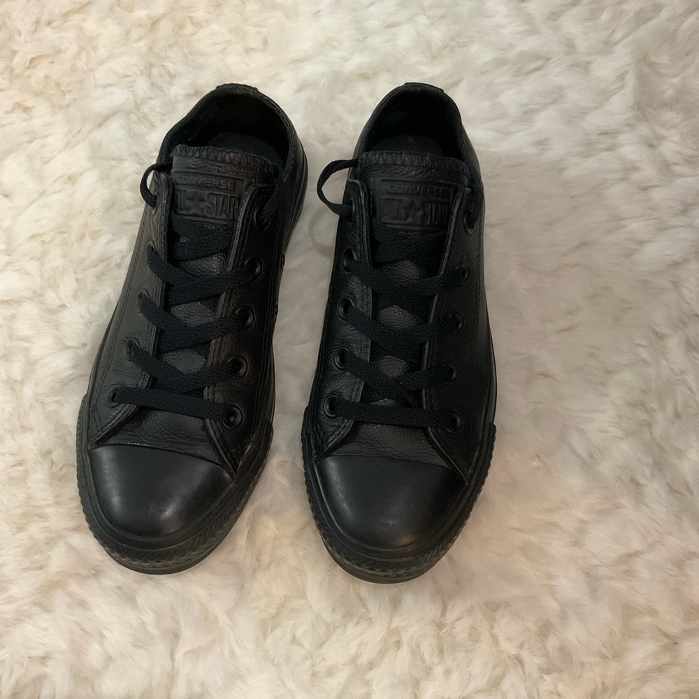 Converse All Black leather Sneakers Size US 5.5 Woman